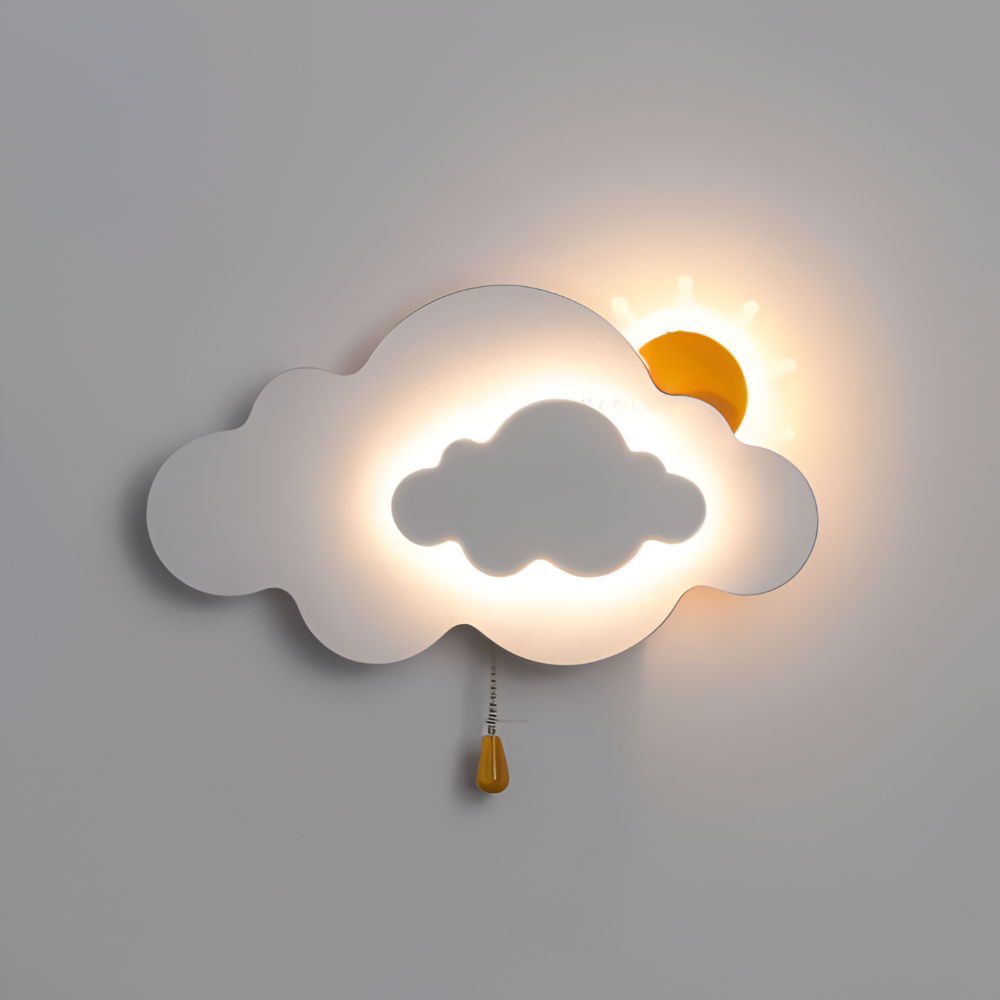 DreamyFloat Wandleuchte - Lebendige Wolken und Sonne LED Wandlampe - Kinderzimmerbeleuchtung