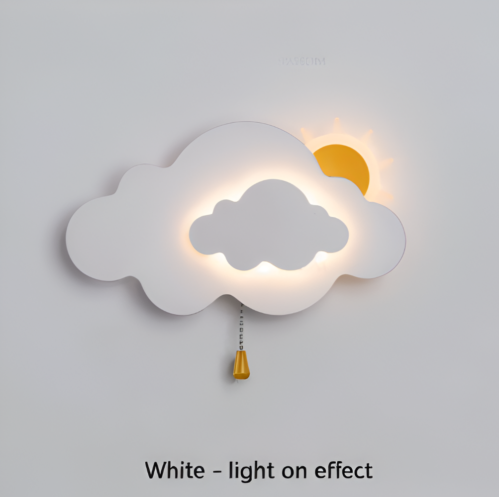 DreamyFloat Wandleuchte - Lebendige Wolken und Sonne LED Wandlampe - Kinderzimmerbeleuchtung
