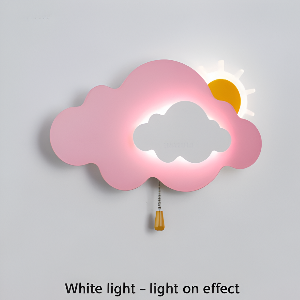 DreamyFloat Wandleuchte - Lebendige Wolken und Sonne LED Wandlampe - Kinderzimmerbeleuchtung
