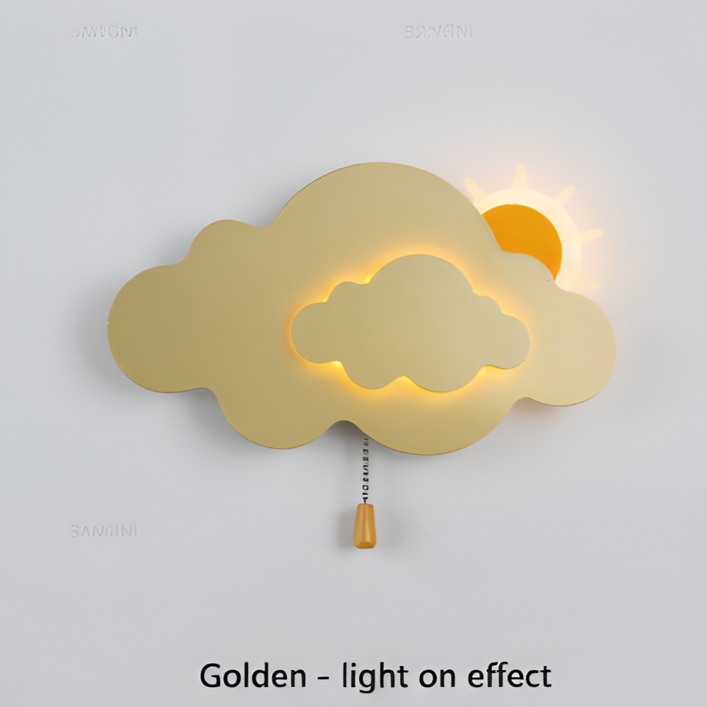 DreamyFloat Wandleuchte - Lebendige Wolken und Sonne LED Wandlampe - Kinderzimmerbeleuchtung