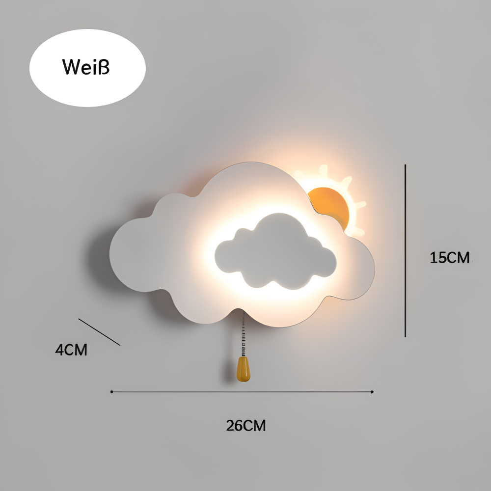 DreamyFloat Wandleuchte - Lebendige Wolken und Sonne LED Wandlampe - Kinderzimmerbeleuchtung