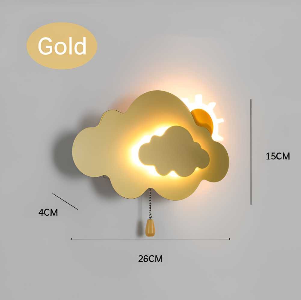 DreamyFloat Wandleuchte - Lebendige Wolken und Sonne LED Wandlampe - Kinderzimmerbeleuchtung