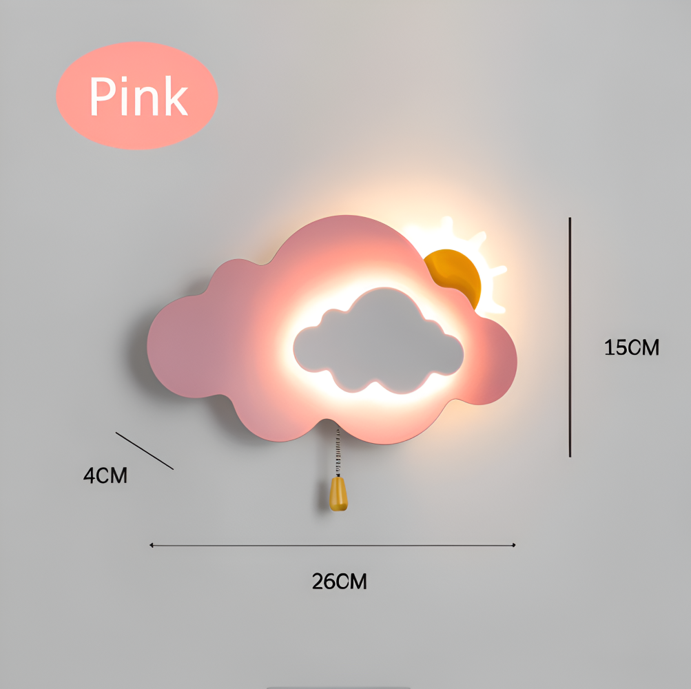DreamyFloat Wandleuchte - Lebendige Wolken und Sonne LED Wandlampe - Kinderzimmerbeleuchtung