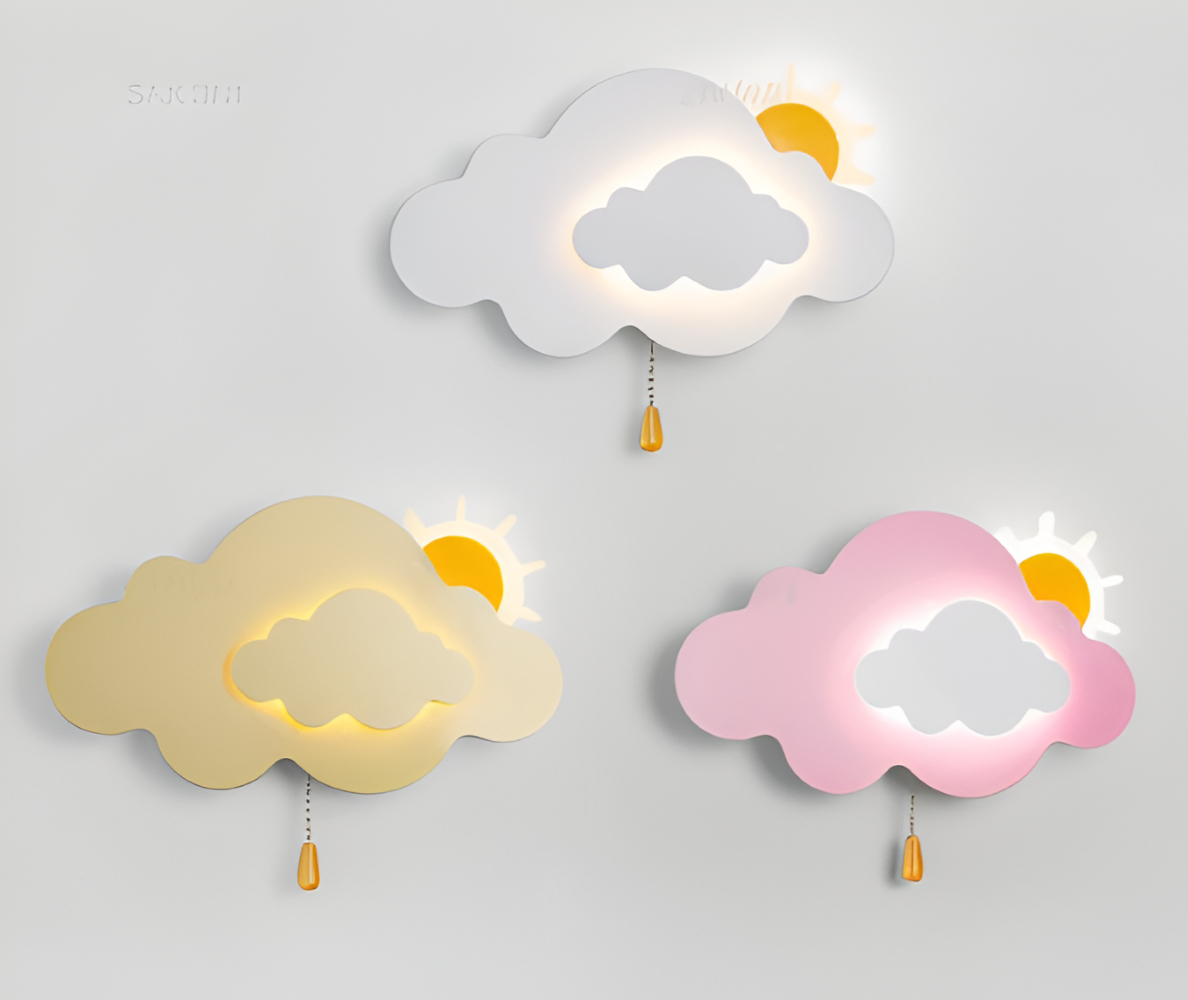 DreamyFloat Wandleuchte - Lebendige Wolken und Sonne LED Wandlampe - Kinderzimmerbeleuchtung