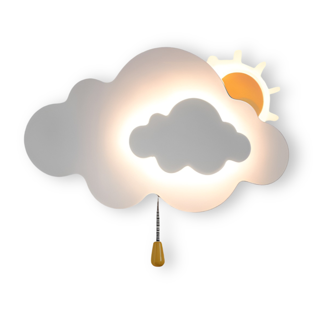 DreamyFloat Wandleuchte - Lebendige Wolken und Sonne LED Wandlampe - Kinderzimmerbeleuchtung