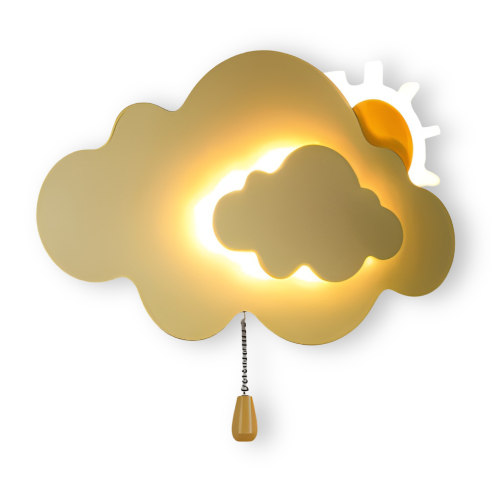 DreamyFloat Wandleuchte - Lebendige Wolken und Sonne LED Wandlampe - Kinderzimmerbeleuchtung