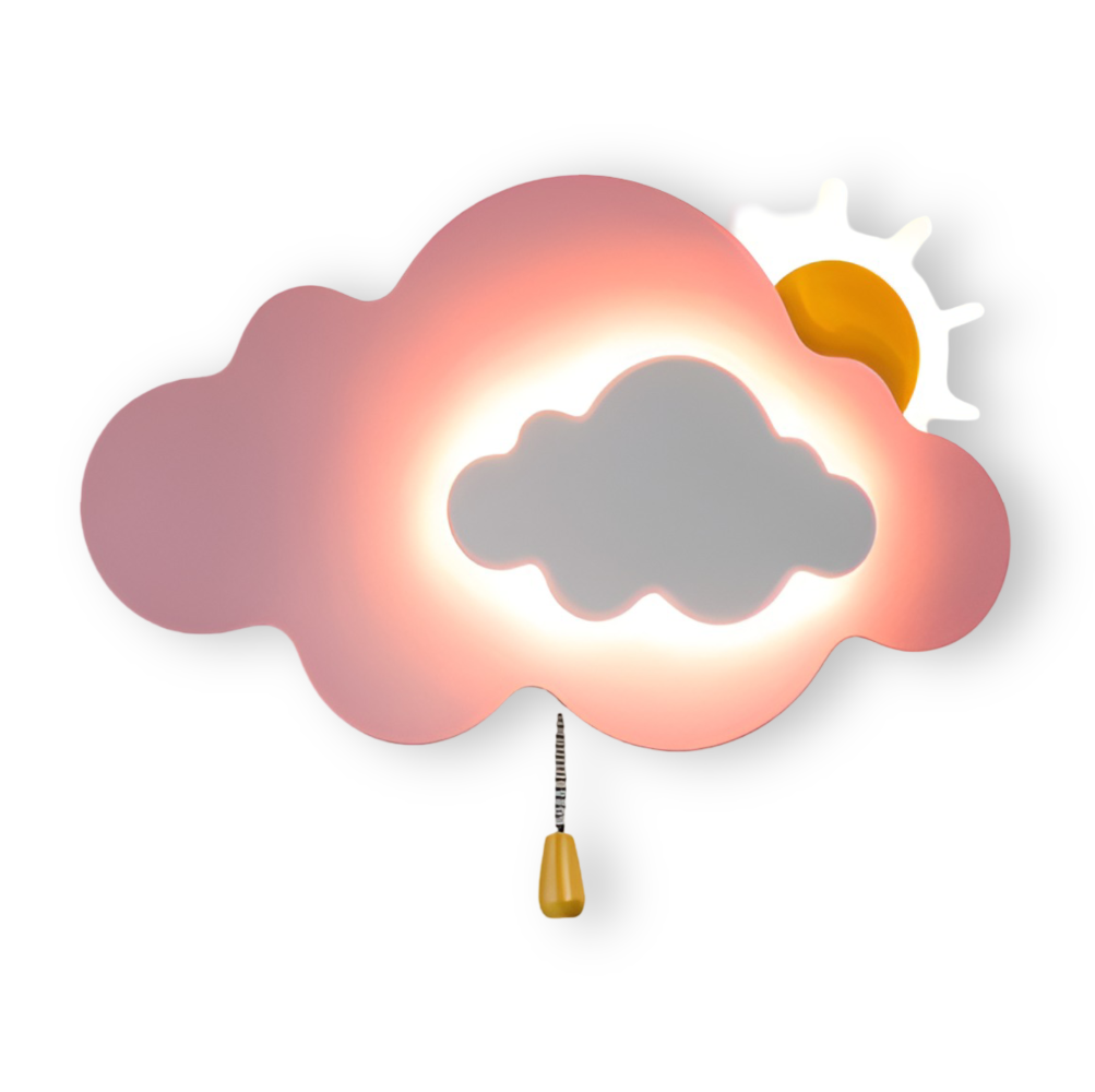 DreamyFloat Wandleuchte - Lebendige Wolken und Sonne LED Wandlampe - Kinderzimmerbeleuchtung