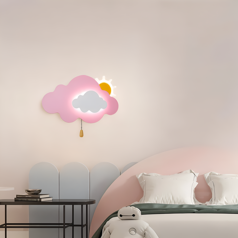 DreamyFloat Wandleuchte - Lebendige Wolken und Sonne LED Wandlampe - Kinderzimmerbeleuchtung