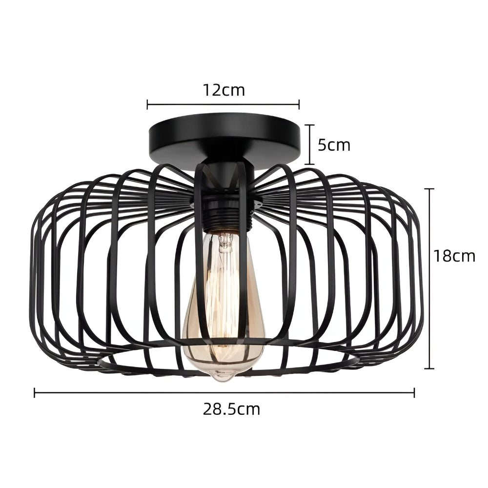 E27 Vogelkäfig Deckenleuchte - Schwarz Käfig Licht - Deckenleuchte Aufputz