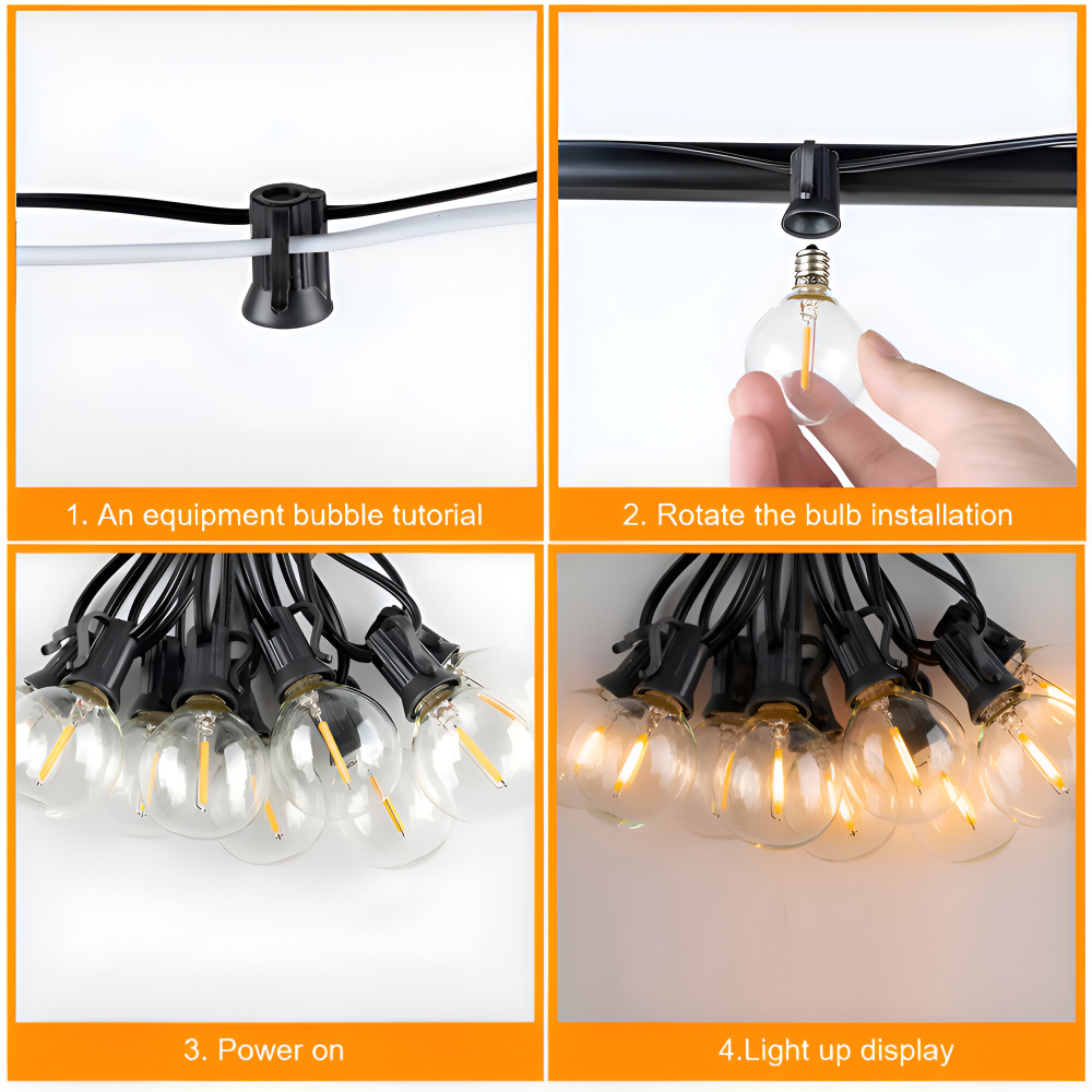 ElectriBulb Lichterkette - G40 Globe Außenbeleuchtung - IP44 & Bruchsichere Gartenbeleuchtung