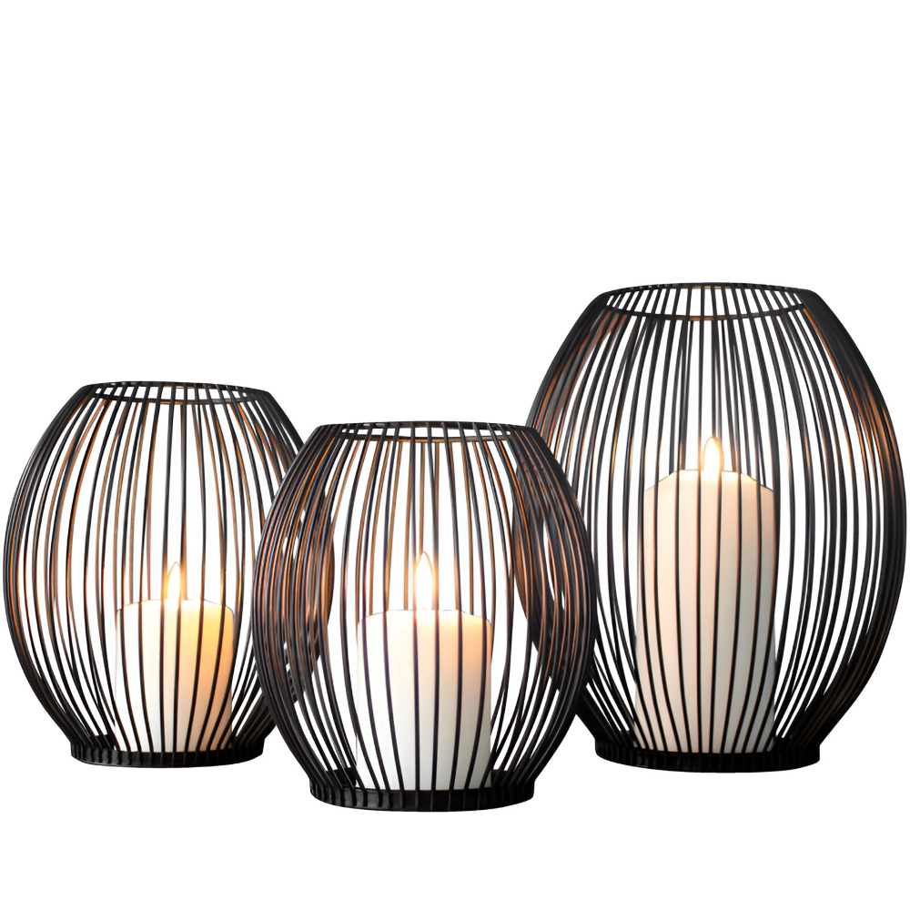 Elegante Schwarze Metalllaterne Kerzenhalter für die Wohnraumdekoration