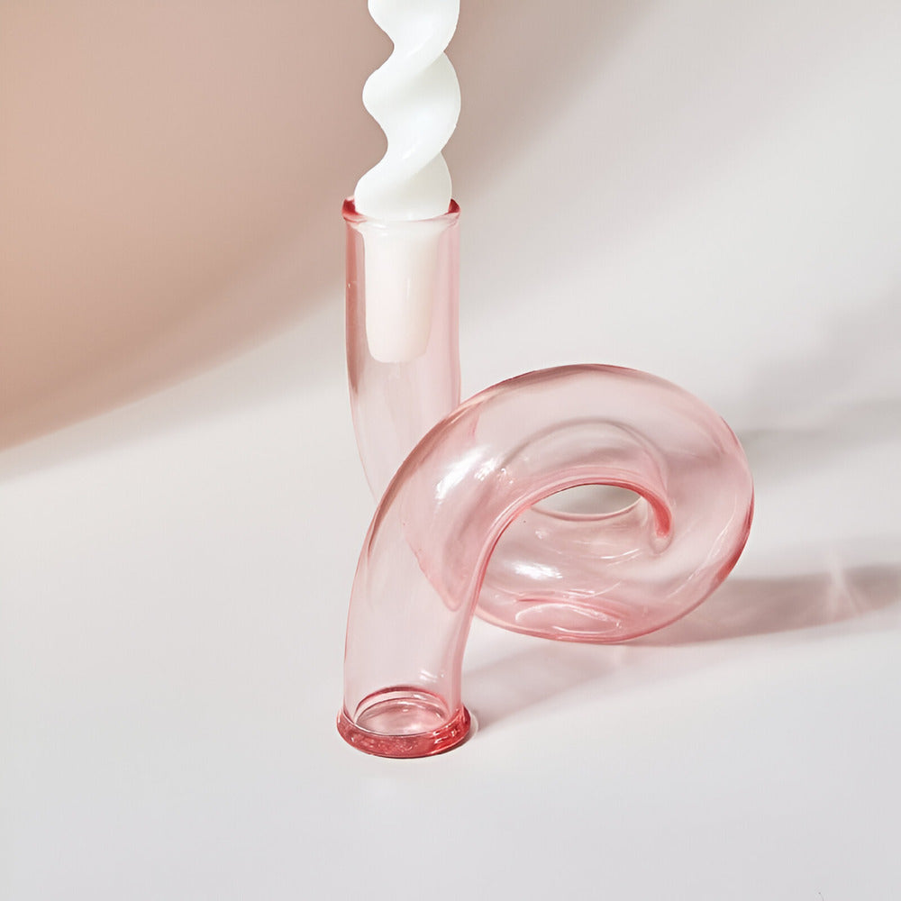 Elegante Glasvase mit integriertem Kerzenhalter für stilvolle Tischdekoration