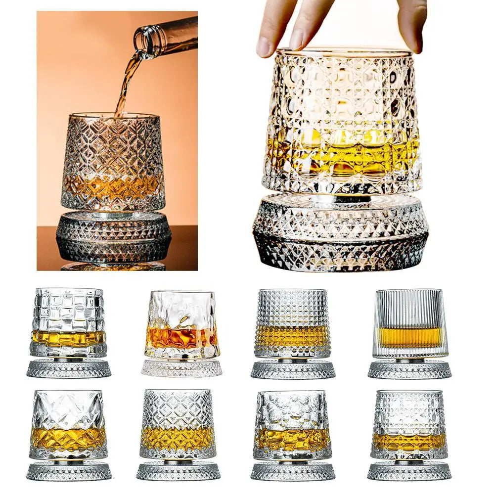 Elegante Rotierende Whiskygläser Set - 2 Kristall Gläser für Stilvolle Cocktailpartys 0