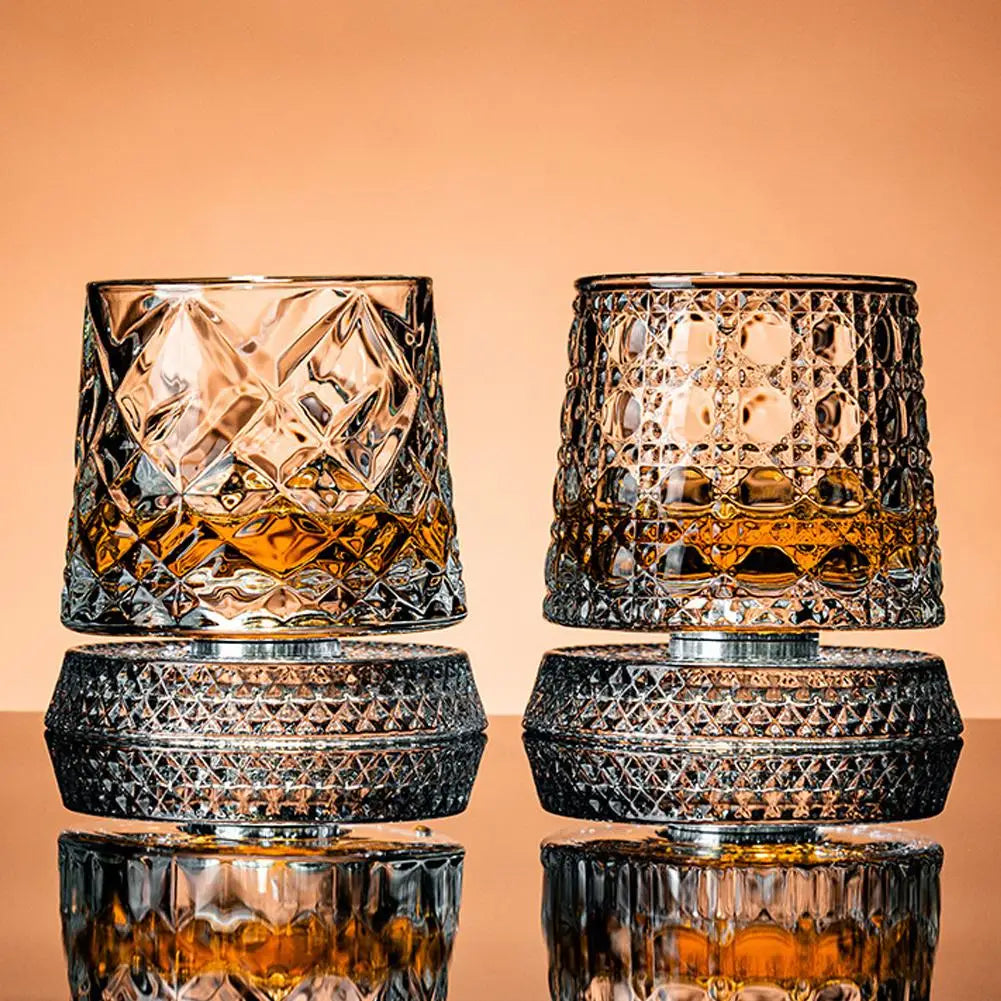 Elegante Rotierende Whiskygläser Set - 2 Kristall Gläser für Stilvolle Cocktailpartys 1