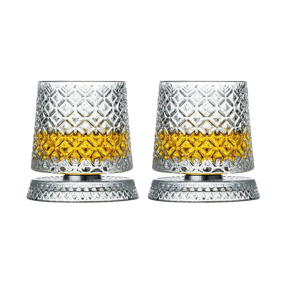 Elegante Rotierende Whiskygläser Set - 2 Kristall Gläser für Stilvolle Cocktailpartys 7