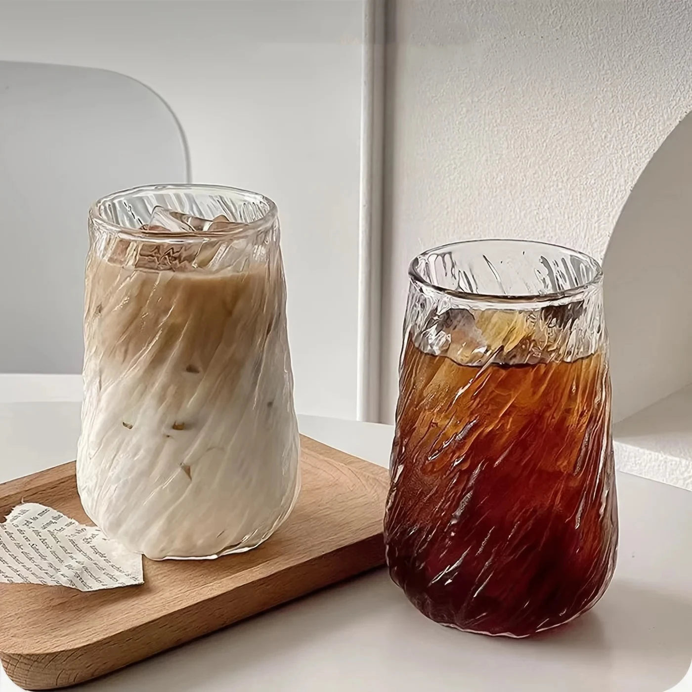 Elegante Transparente Glastasse - 400 ml Streifen Design für Kaffee und Tee 3