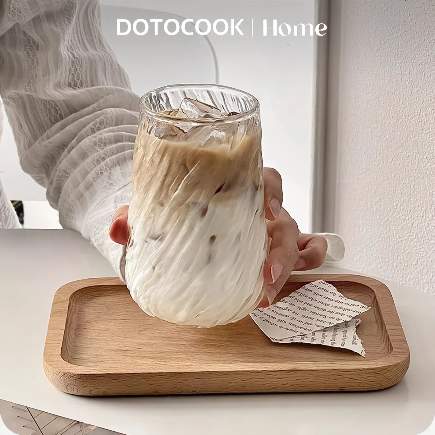 Elegante Transparente Glastasse - 400 ml Streifen Design für Kaffee und Tee 7