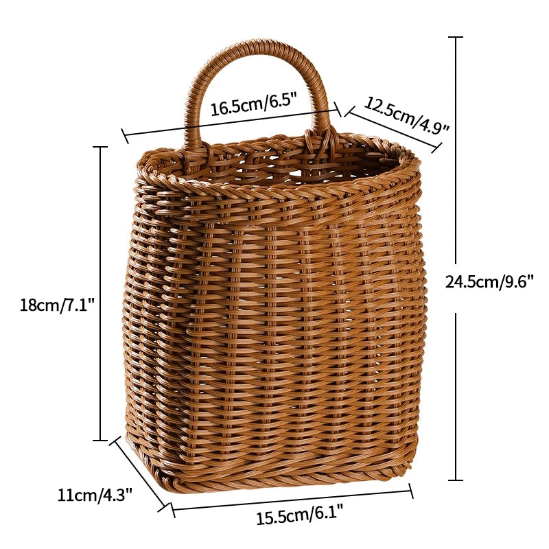 Eleganter Handgewebter Wandkorb - Hochwertiges PP-Material für Blumen und Obst, Größe S 6