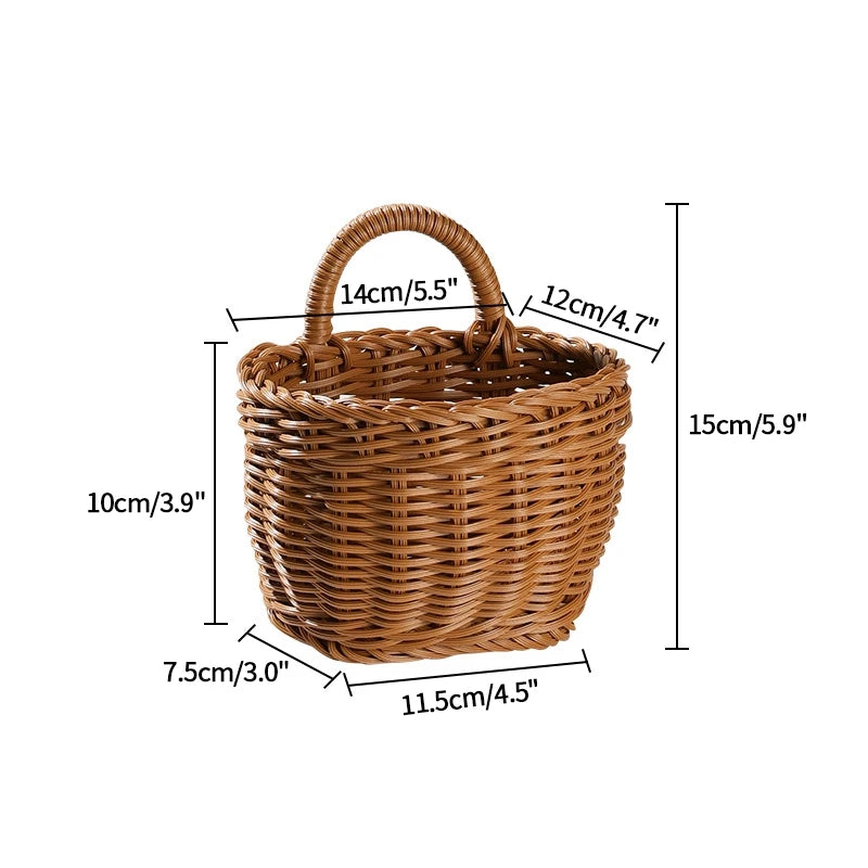 Eleganter Handgewebter Wandkorb - Hochwertiges PP-Material für Blumen und Obst, Größe S 7