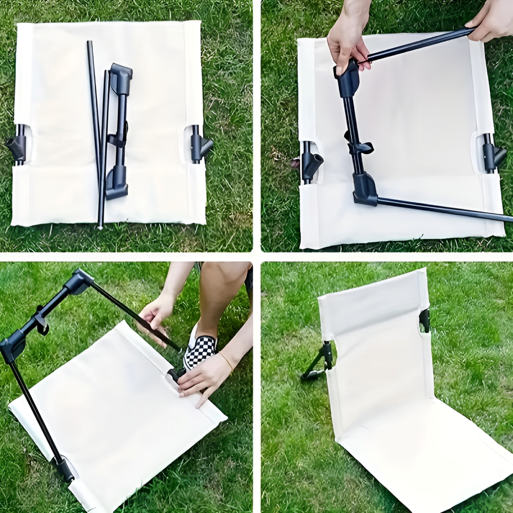 Eleganter Klappstuhl - Leichtes Aluminium mit Kissen in Schwarz für Garten und Camping