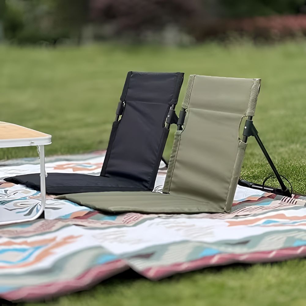 Eleganter Klappstuhl - Leichtes Aluminium mit Kissen in Schwarz für Garten und Camping