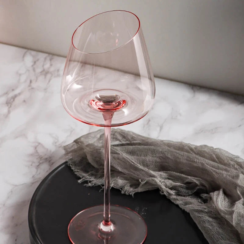 Elegantes 2er Set Rosa Kristall-Weingläser - Handgeblasen mit Kreativem Design für Festliche Anlässe 3