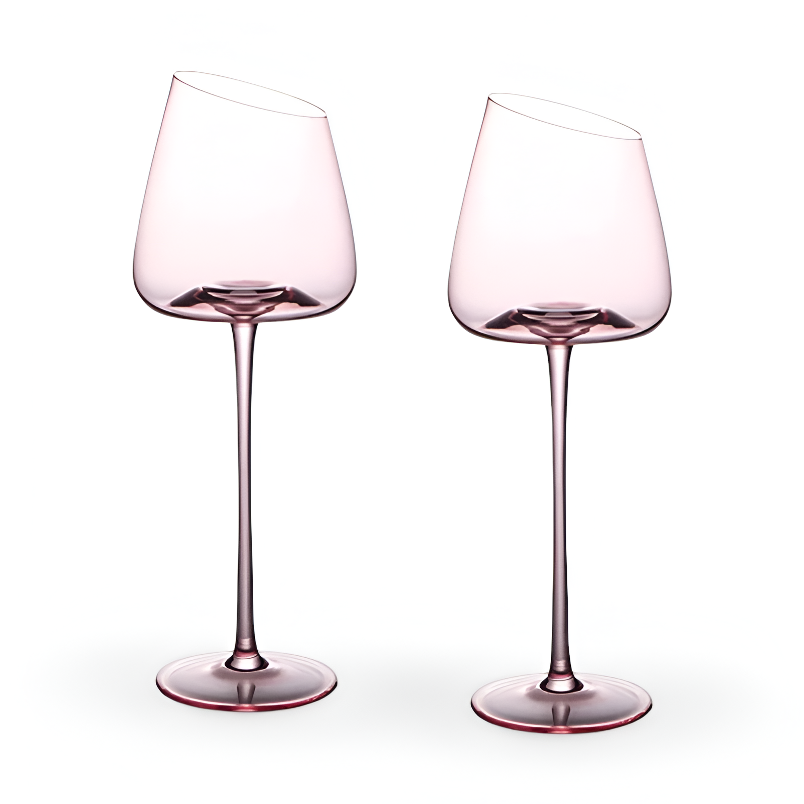 Elegantes 2er Set Rosa Kristall-Weingläser - Handgeblasen mit Kreativem Design für Festliche Anlässe