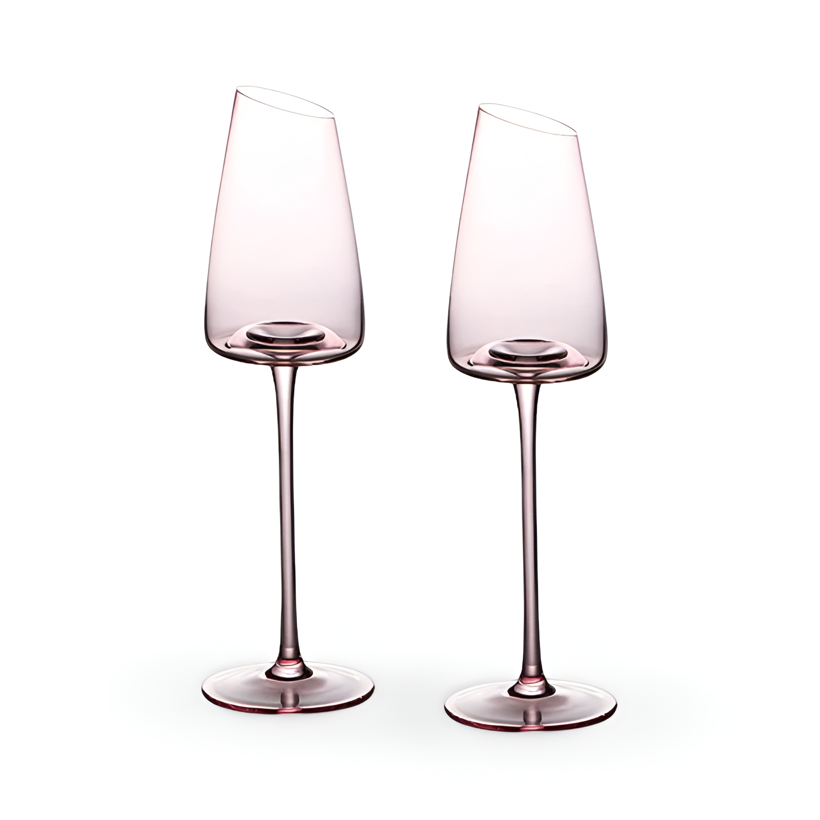 Elegantes 2er Set Rosa Kristall-Weingläser - Handgeblasen mit Kreativem Design für Festliche Anlässe