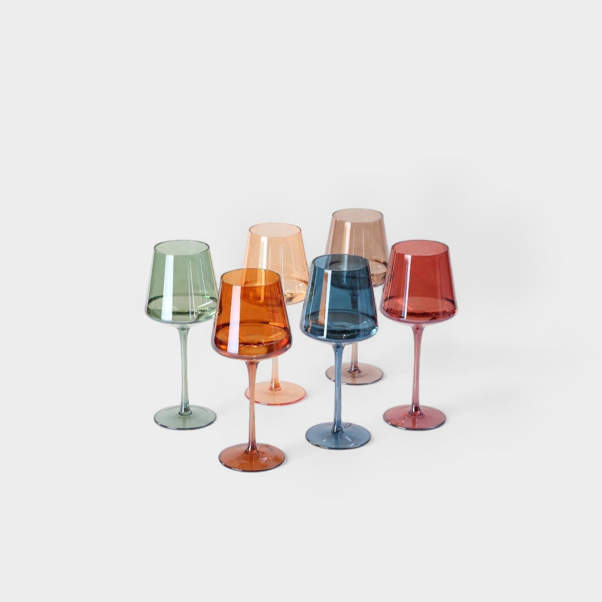 Elegantes 6-Teiliges Weingläser Set - Handgefertigte Regenbogenfarben für Stilvolle Anlässe