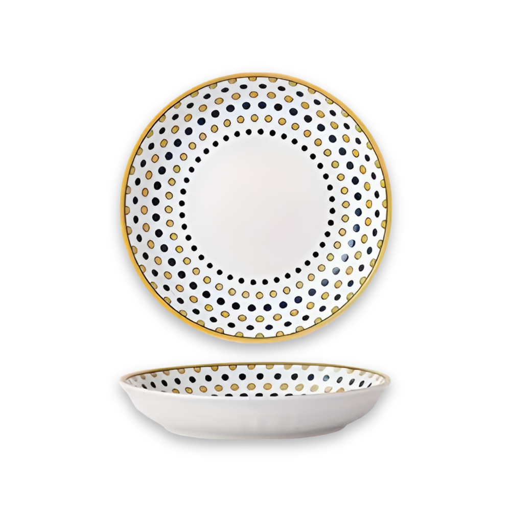 Elegantes Handbemaltes Tellerset - 4er-Set Porzellan in Marineblau mit Golddetails