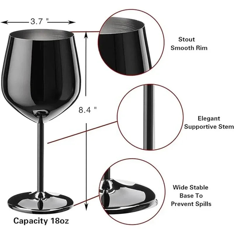 Elegantes Roségold Edelstahl Weinglas - 500 ml Langlebiger Metallbecher für Rotwein und Champagner 1