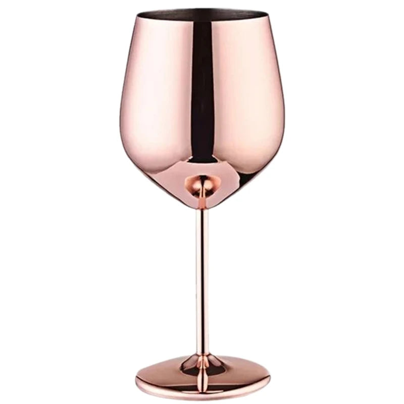 Elegantes Roségold Edelstahl Weinglas - 500 ml Langlebiger Metallbecher für Rotwein und Champagner 6