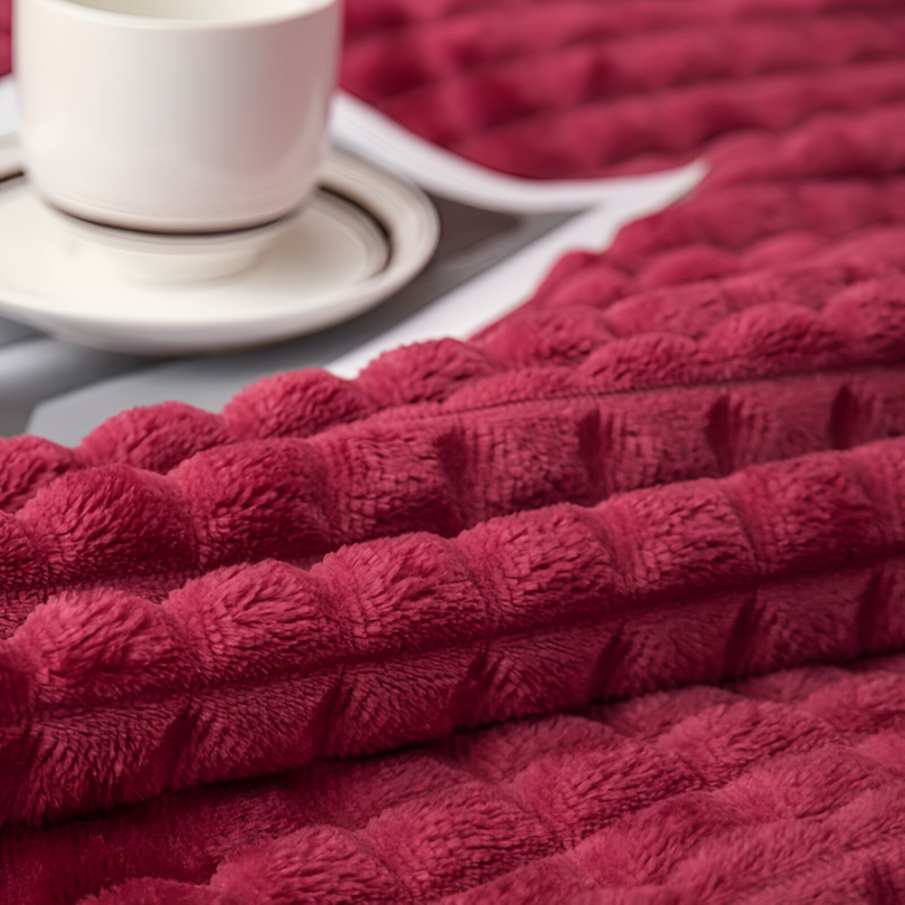 EliteWave Plaid - Ultraflauschige Strukturierte Korallfarbene Fleece Decke