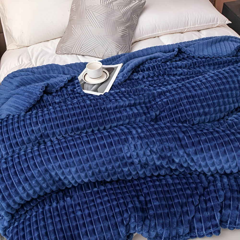 EliteWave Plaid - Ultraflauschige Strukturierte Korallfarbene Fleece Decke