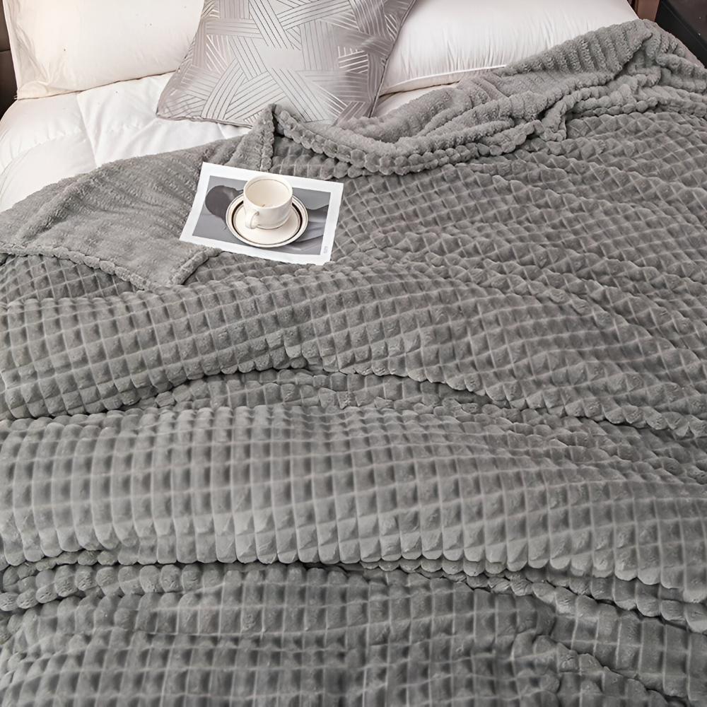 EliteWave Plaid - Ultraflauschige Strukturierte Korallfarbene Fleece Decke