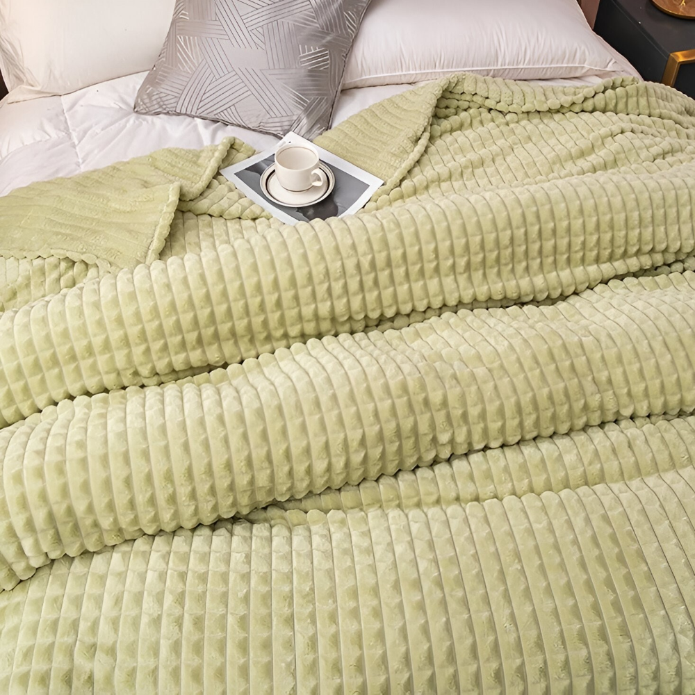 EliteWave Plaid - Ultraflauschige Strukturierte Korallfarbene Fleece Decke