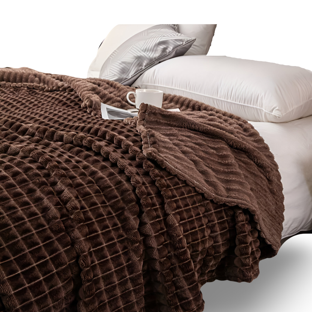 EliteWave Plaid - Ultraflauschige Strukturierte Korallfarbene Fleece Decke
