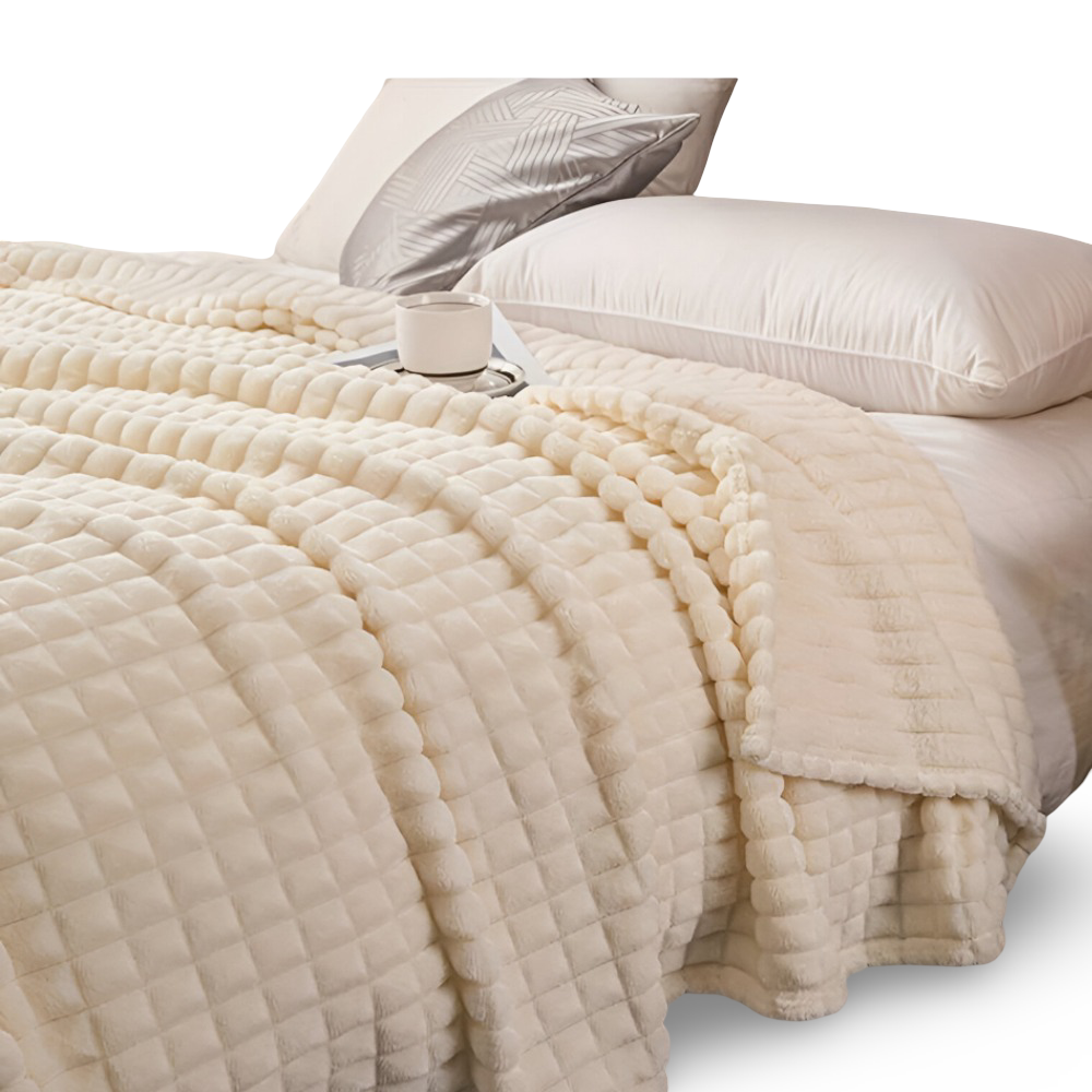 EliteWave Plaid - Ultraflauschige Strukturierte Korallfarbene Fleece Decke