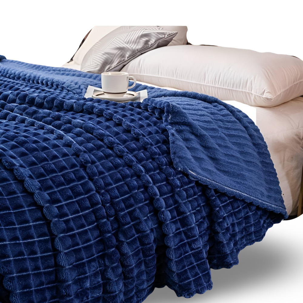 EliteWave Plaid - Ultraflauschige Strukturierte Korallfarbene Fleece Decke