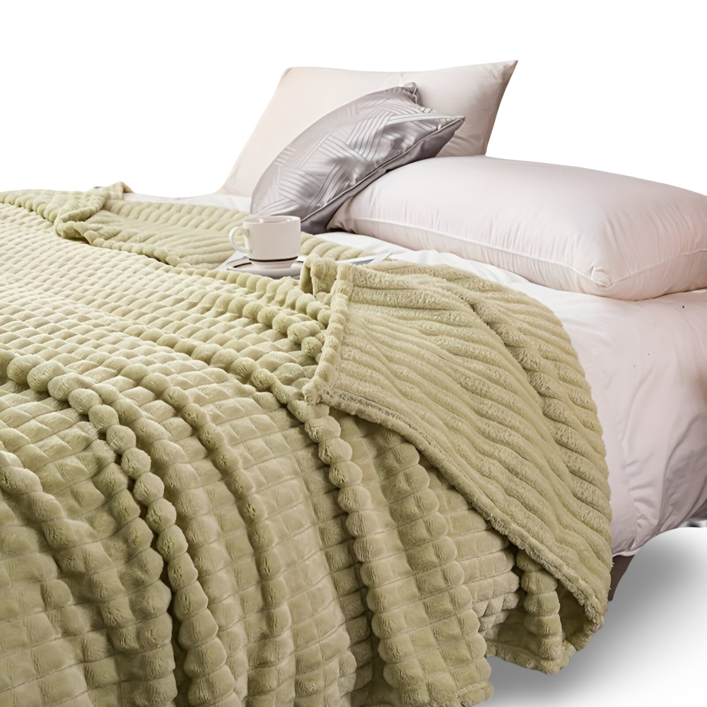 EliteWave Plaid - Ultraflauschige Strukturierte Korallfarbene Fleece Decke