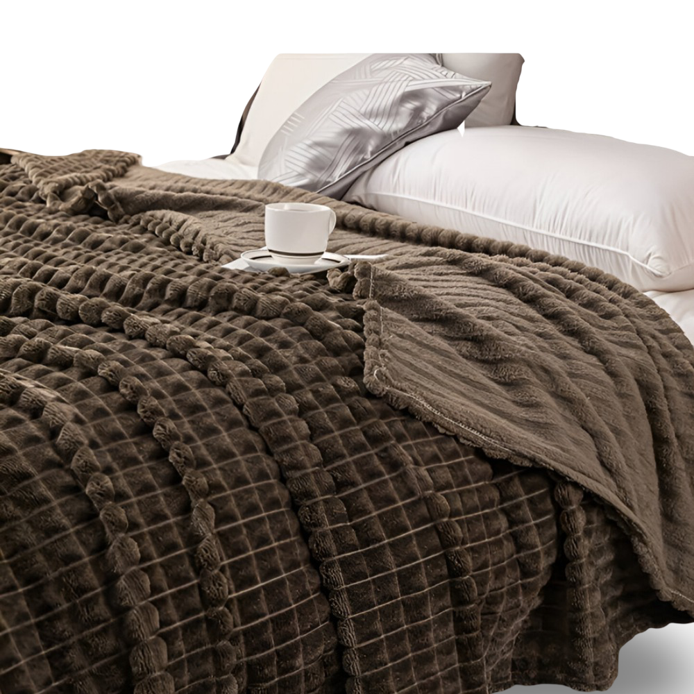EliteWave Plaid - Ultraflauschige Strukturierte Korallfarbene Fleece Decke