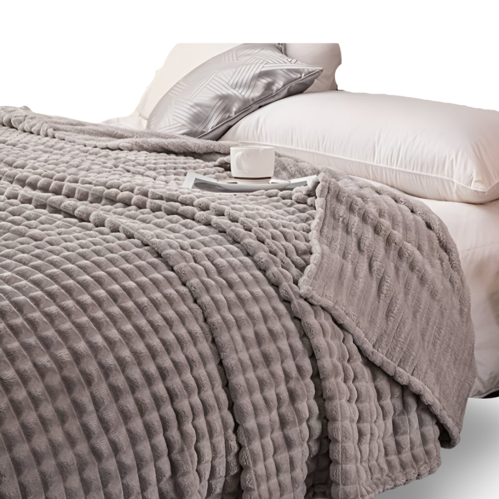 EliteWave Plaid - Ultraflauschige Strukturierte Korallfarbene Fleece Decke