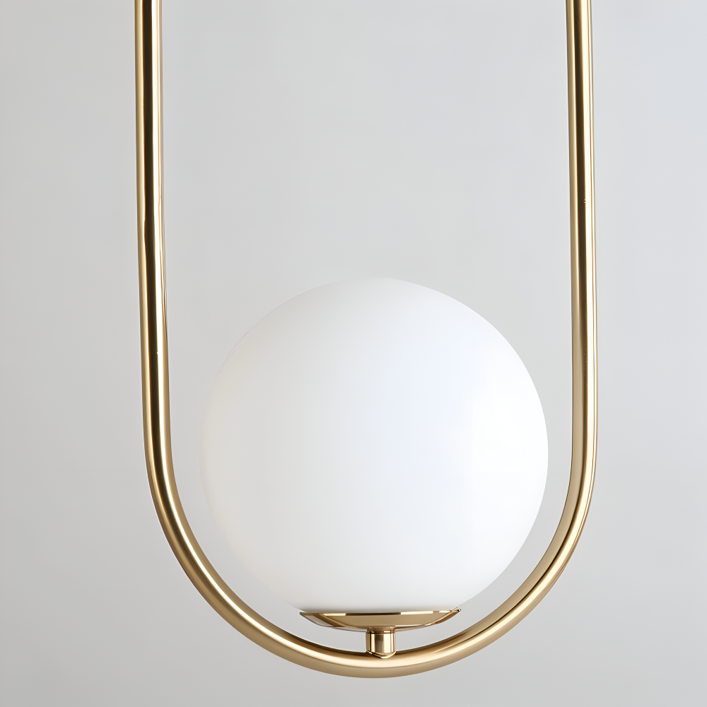 EllipsRing Pendelleuchte - Moderne Goldene Ellipse Ring Glaskugel LED Hängelampe