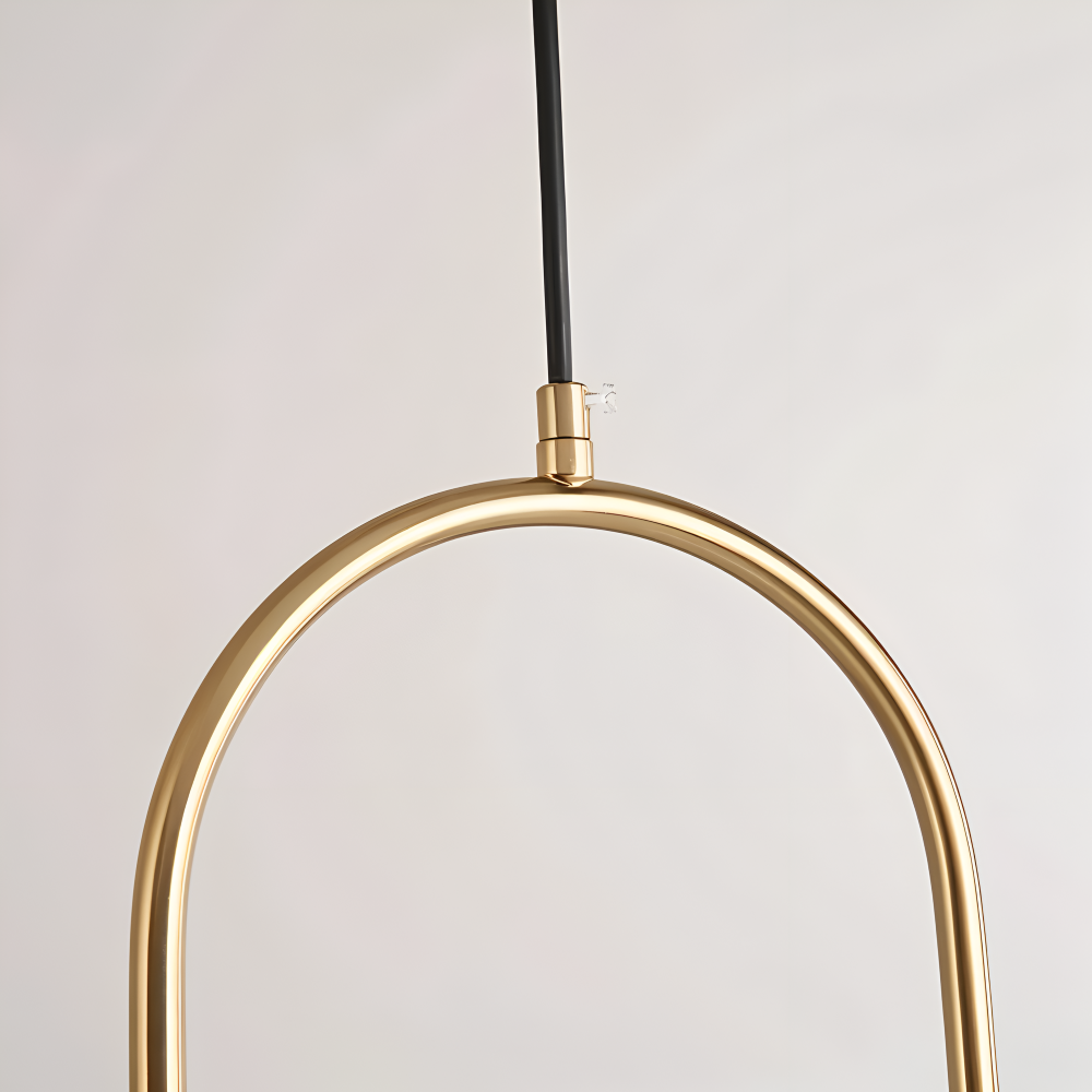 EllipsRing Pendelleuchte - Moderne Goldene Ellipse Ring Glaskugel LED Hängelampe