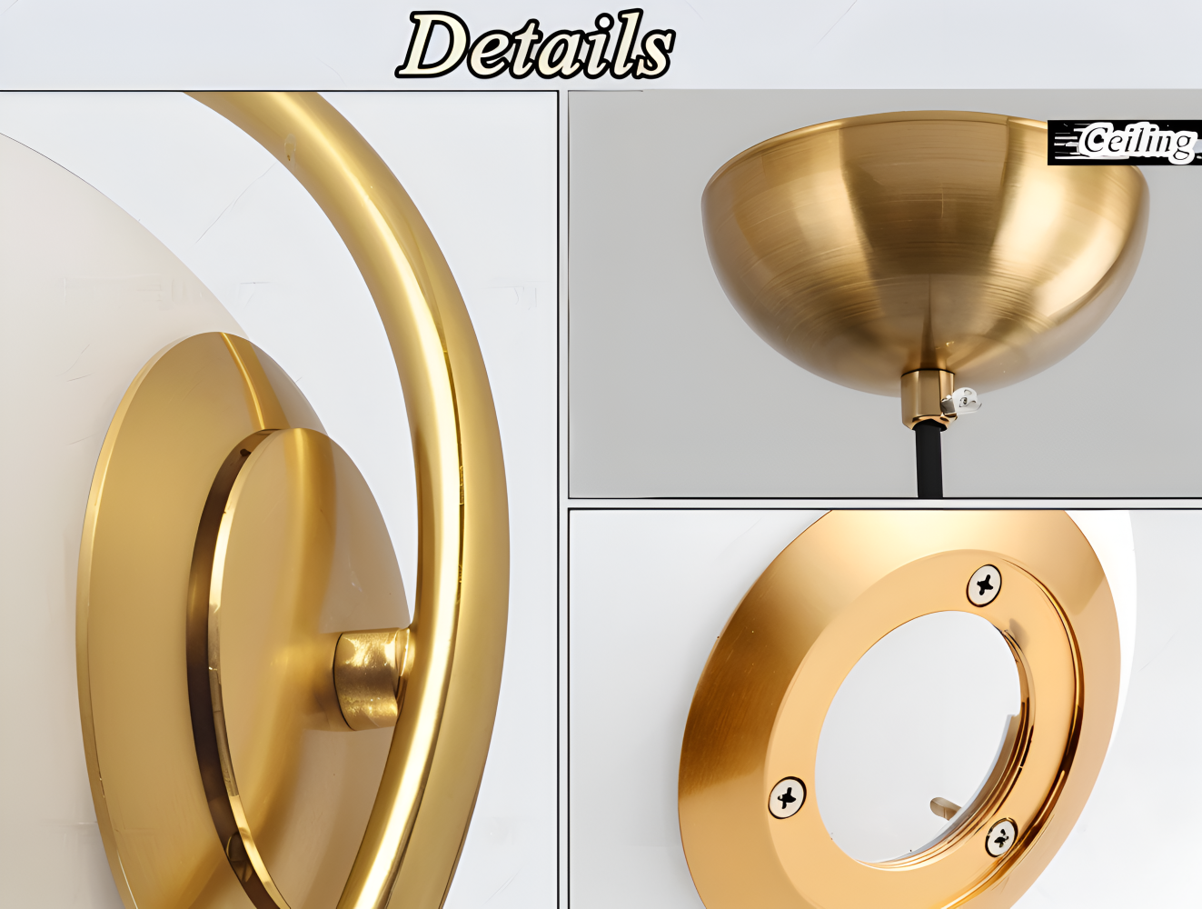 EllipsRing Pendelleuchte - Moderne Goldene Ellipse Ring Glaskugel LED Hängelampe