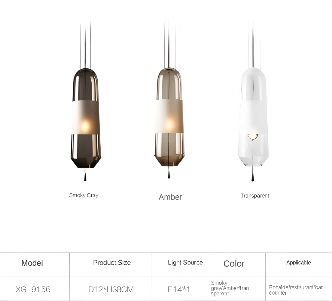 ElonGlass Pendelleuchte - E14 Sockel, Vintage Hängelampe mit Offenem Design