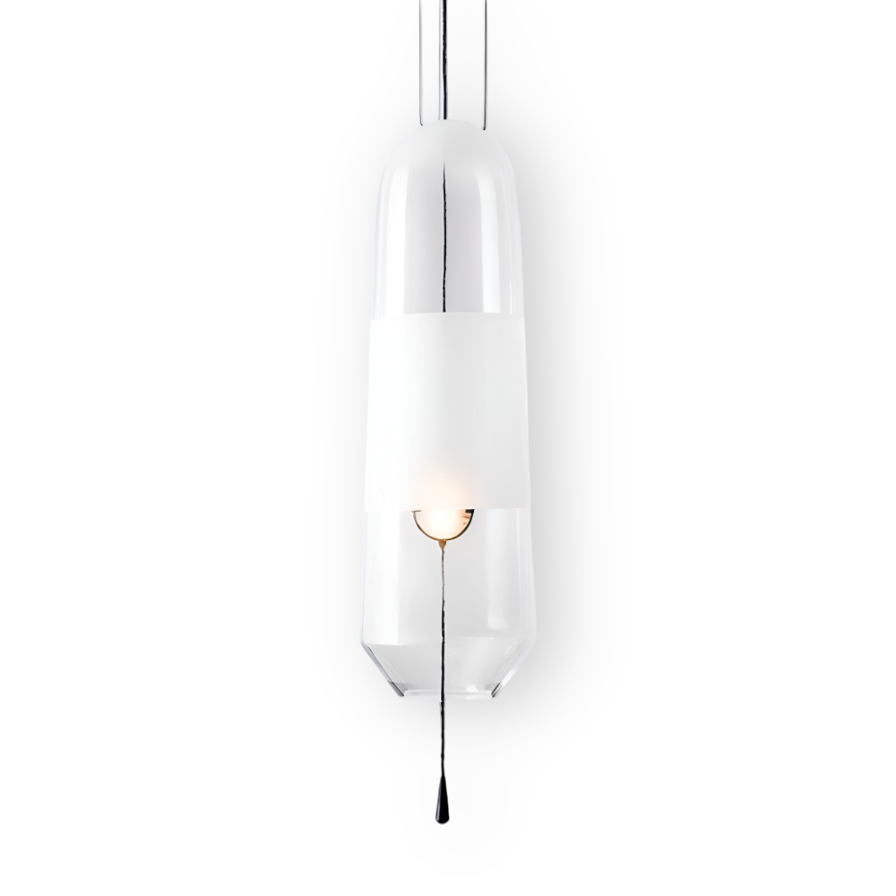 ElonGlass Pendelleuchte - E14 Sockel, Vintage Hängelampe mit Offenem Design