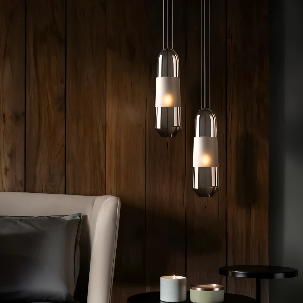ElonGlass Pendelleuchte - E14 Sockel, Vintage Hängelampe mit Offenem Design