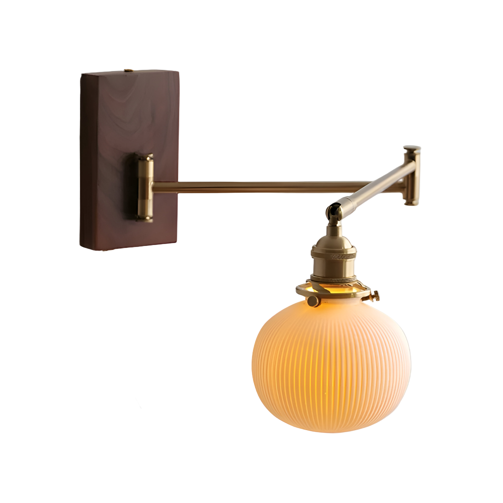 EzyGlow Wandleuchte - Stilvolle Keramische Gerippte Wandlampe - Verstellbare Wandleuchten LED mit Zugkettenschalter