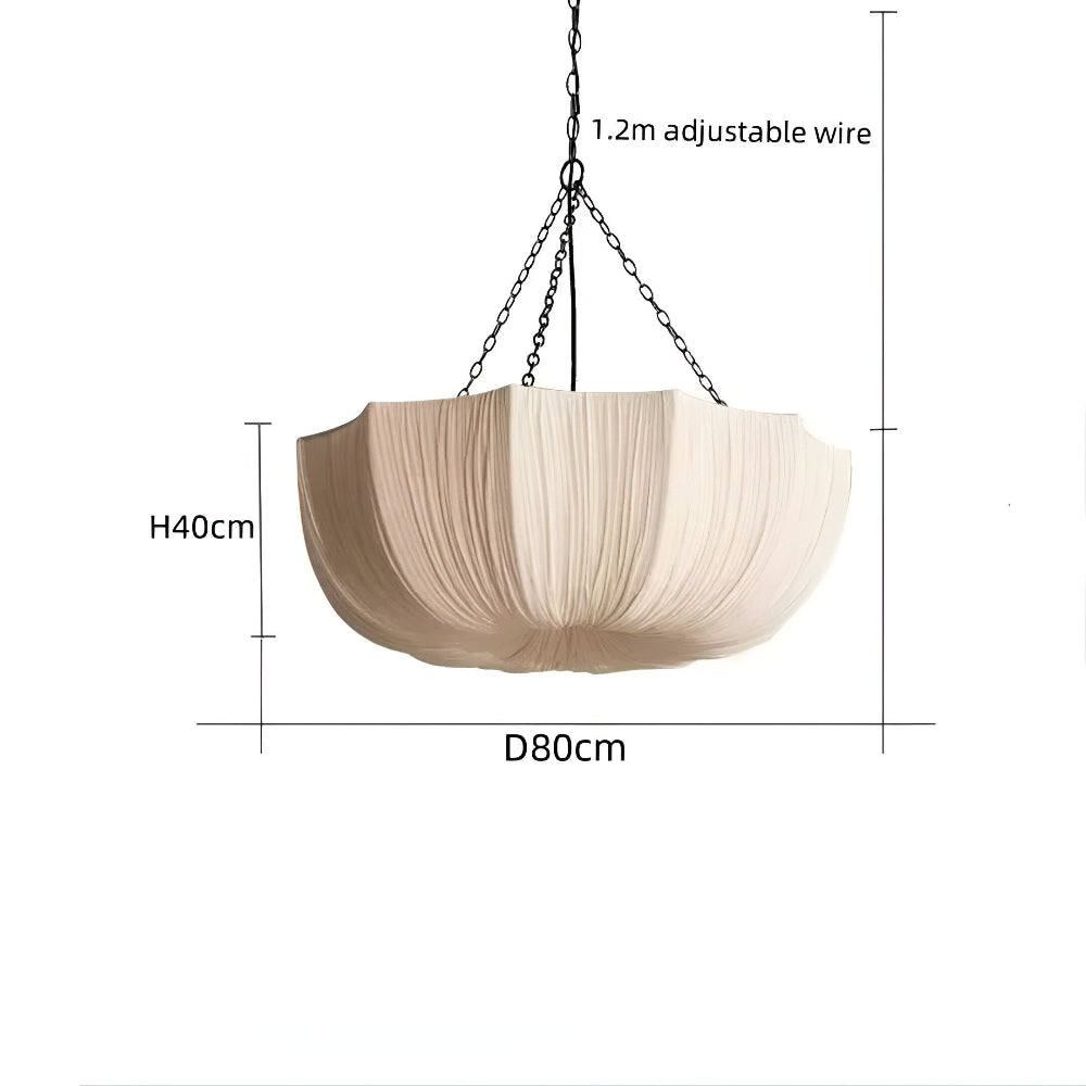 Stoff Wabi-Sabi Stil Pendelleuchte - Rustikale Gewellte Schalenform Hängelampe